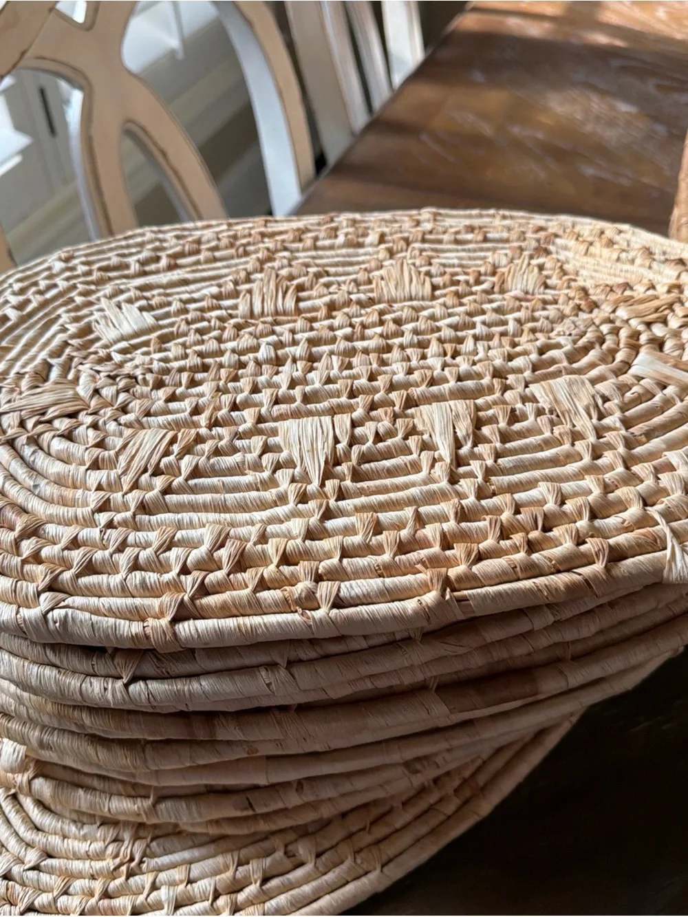 Oval Wicker Woven Placemats Rattan Boho Vintage 18x11.5” Coastal Set of 12